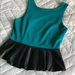 Teal bebe Peplum Top And Skirt